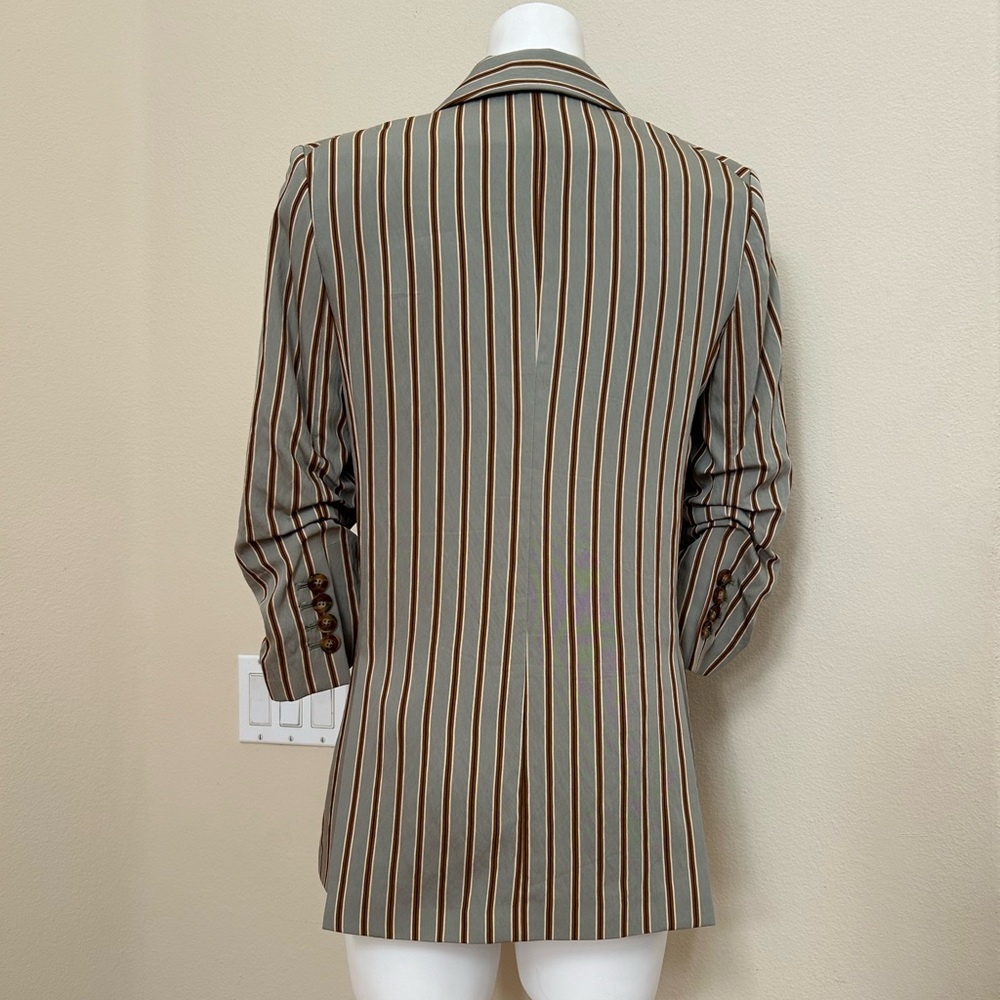 Veronica Beard Kiernan Dickey Jacket 4 Striped Seafoam Double Breasted Blazer - Picture 4 of 8